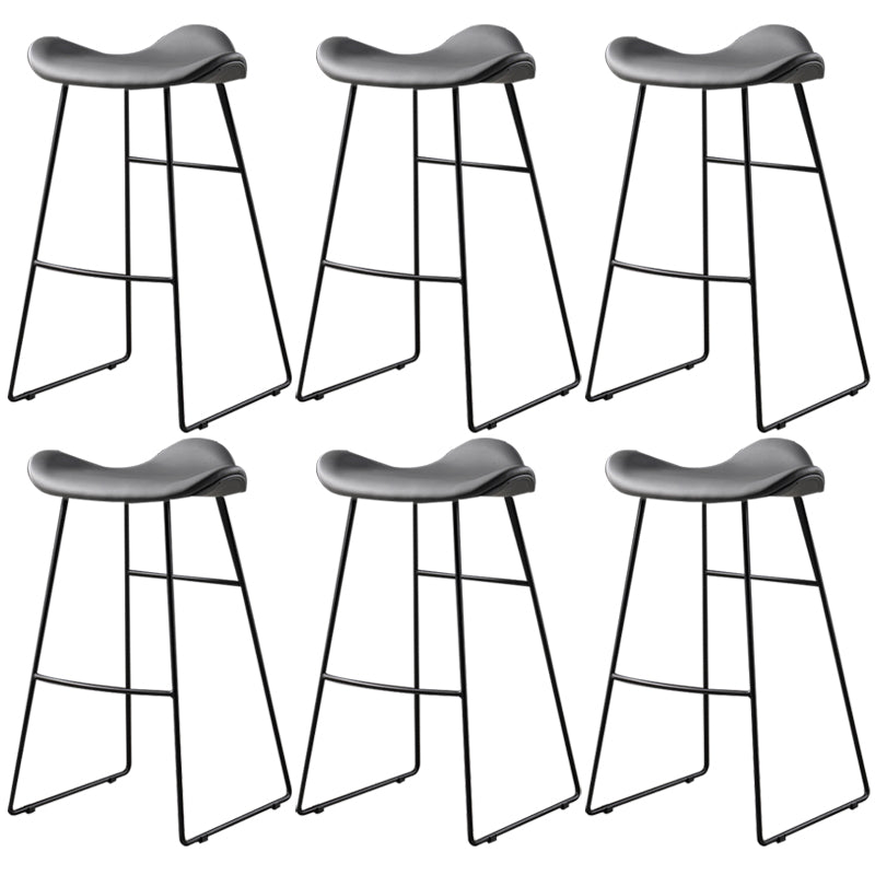 Contemporary Armless Backless Counter Stool Iron Bar Stool with Footrest