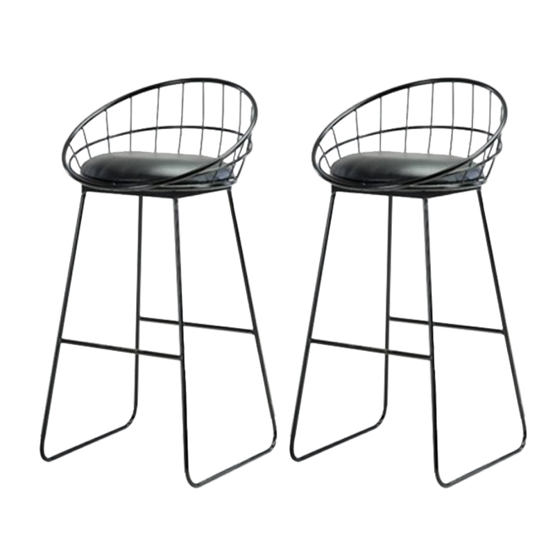 Modern Armless Counter Stool Iron Cafe Bar Stool with Seat and Pedal