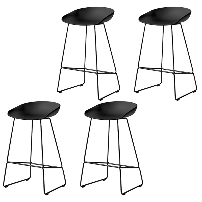 Modern Armless Counter Stool Iron Cafe Bar Stool with Seat and Pedal