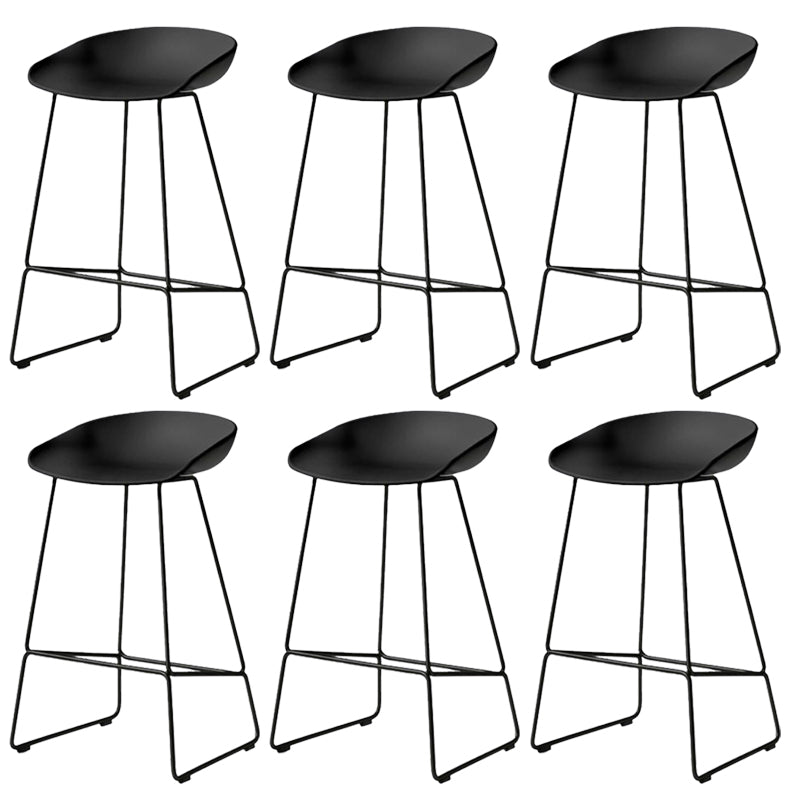 Modern Armless Counter Stool Iron Cafe Bar Stool with Seat and Pedal
