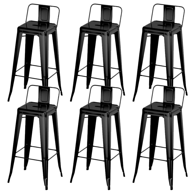 Modern Armless Counter Stool Iron Cafe Bar Stool with Seat and Pedal