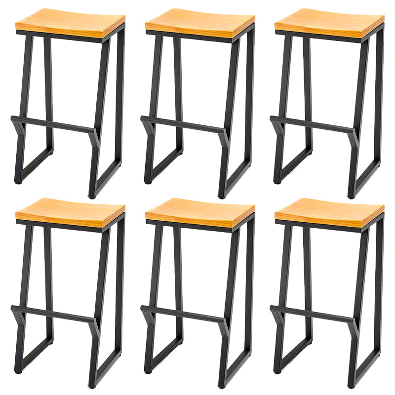 Modern Armless Counter Stool Iron Cafe Bar Stool with Seat and Pedal