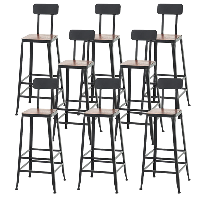 Modern Armless Counter Stool Iron Cafe Bar Stool with Seat and Pedal