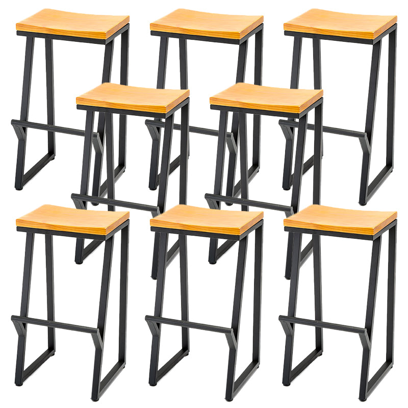 Modern Armless Counter Stool Iron Cafe Bar Stool with Seat and Pedal