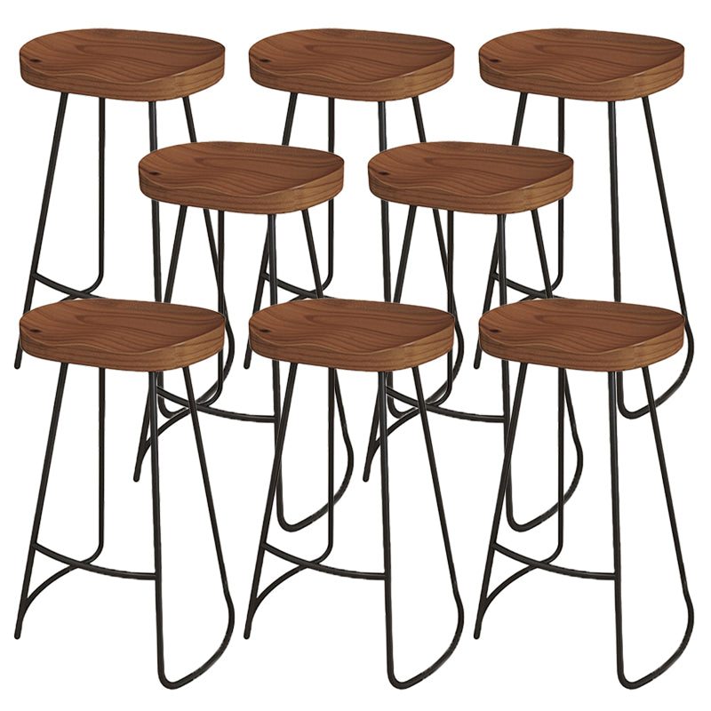 Modern Armless Counter Stool Iron Cafe Bar Stool with Seat and Pedal