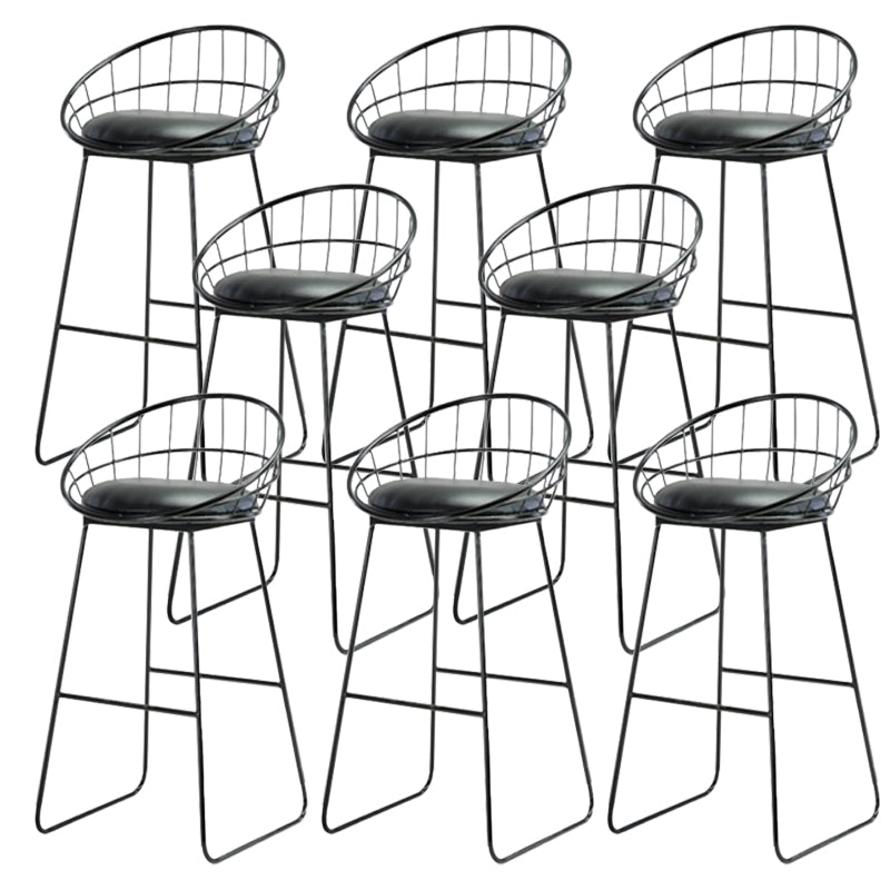Modern Armless Counter Stool Iron Cafe Bar Stool with Seat and Pedal