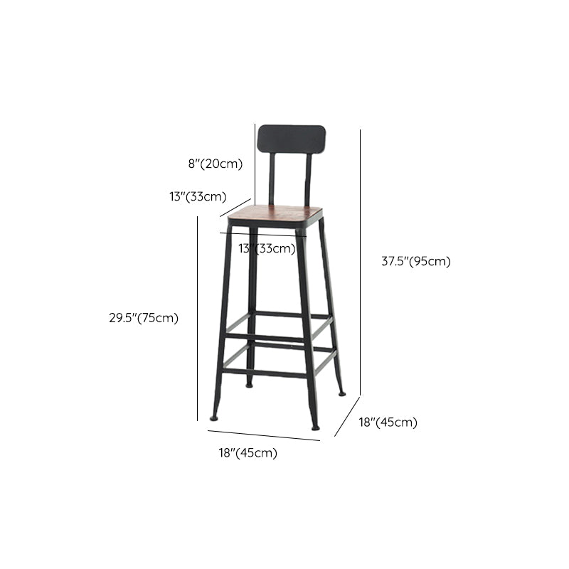 Modern Armless Counter Stool Iron Cafe Bar Stool with Seat and Pedal