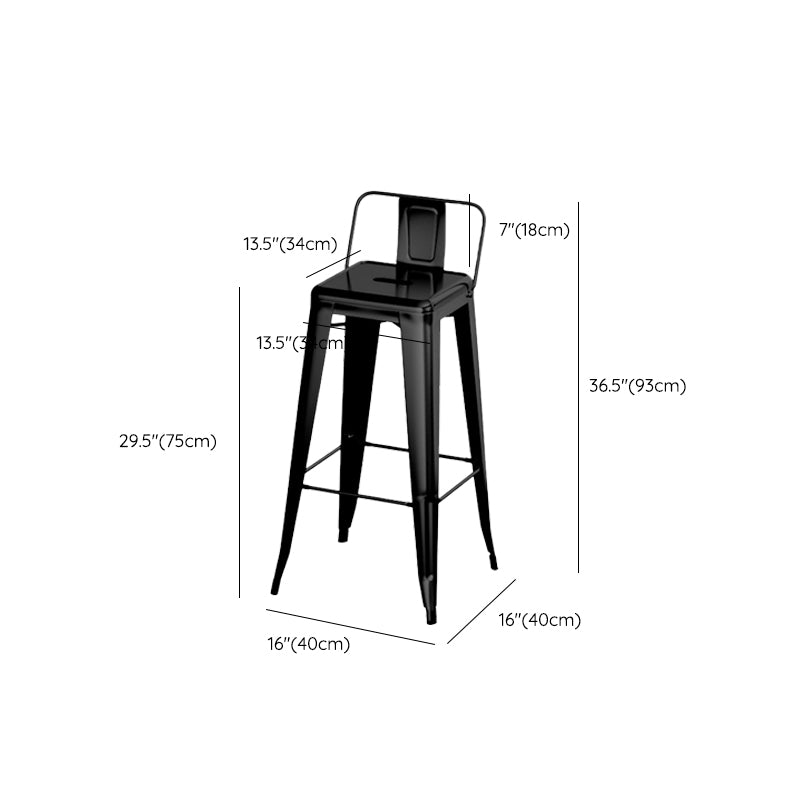 Modern Armless Counter Stool Iron Cafe Bar Stool with Seat and Pedal