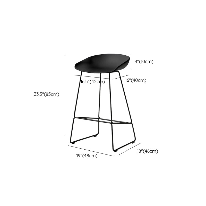 Modern Armless Counter Stool Iron Cafe Bar Stool with Seat and Pedal