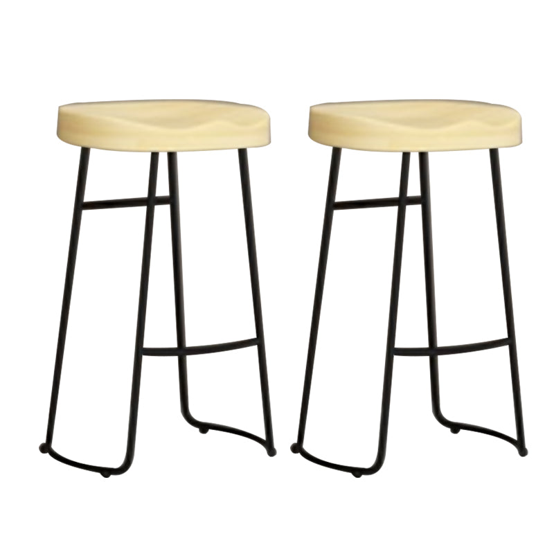 Modern Armless Backless Counter Stool Iron Dining Room Bar Stool with Pedal