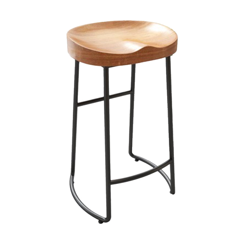 Modern Armless Backless Counter Stool Iron Dining Room Bar Stool with Pedal