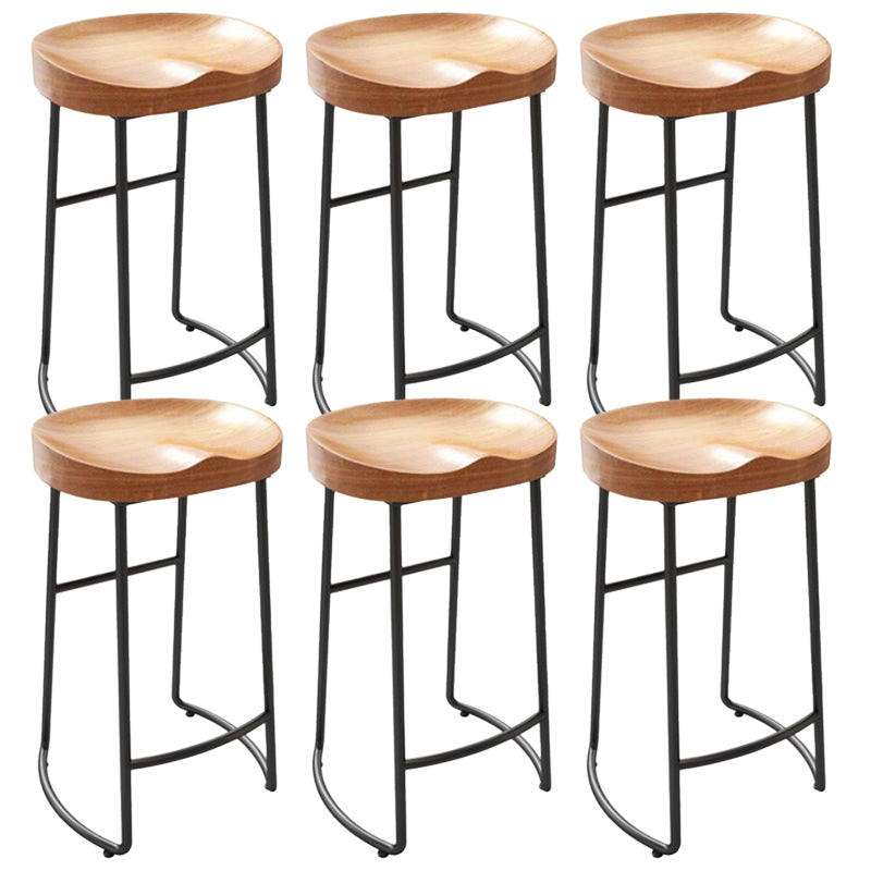 Modern Armless Backless Counter Stool Iron Dining Room Bar Stool with Pedal