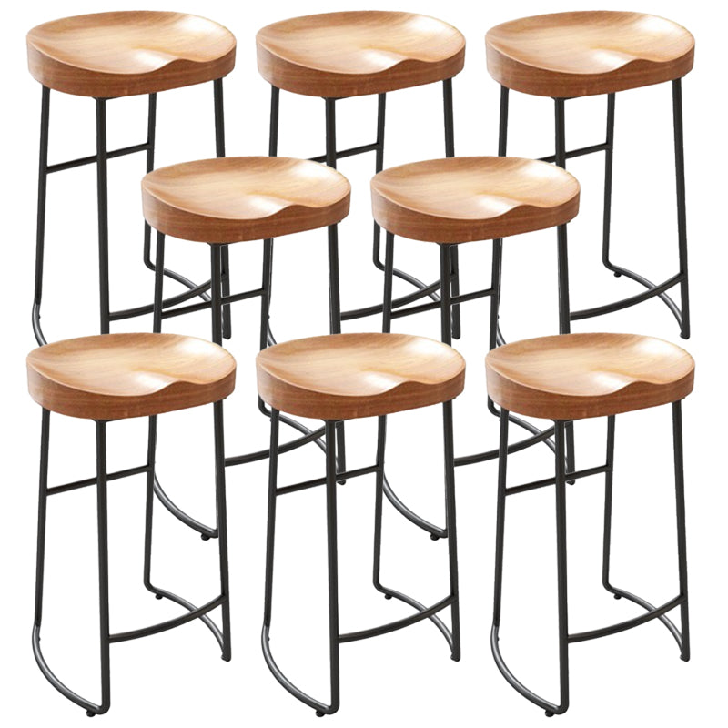 Modern Armless Backless Counter Stool Iron Dining Room Bar Stool with Pedal