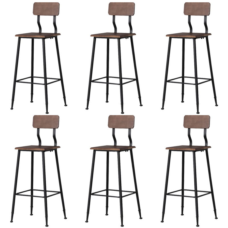 Modern Style Iron Barstool Solid Wood Seat Bar Chair with Backrest