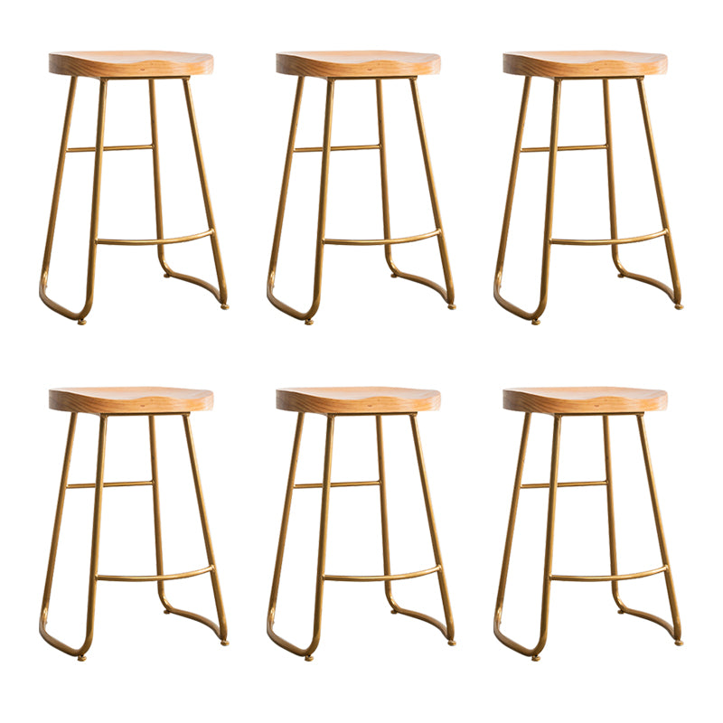 Modern Solid Wood Dining Stool Footrest Indoor Contoured Seat Counter-height Stool
