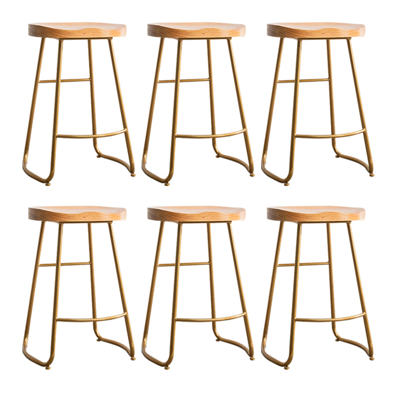 Modern Solid Wood Dining Stool Footrest Indoor Contoured Seat Counter-height Stool