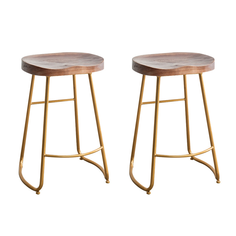 Modern Solid Wood Dining Stool Footrest Indoor Contoured Seat Counter-height Stool