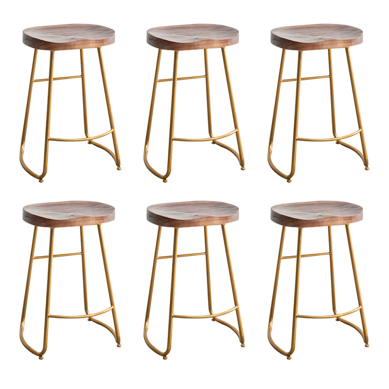 Modern Solid Wood Dining Stool Footrest Indoor Contoured Seat Counter-height Stool