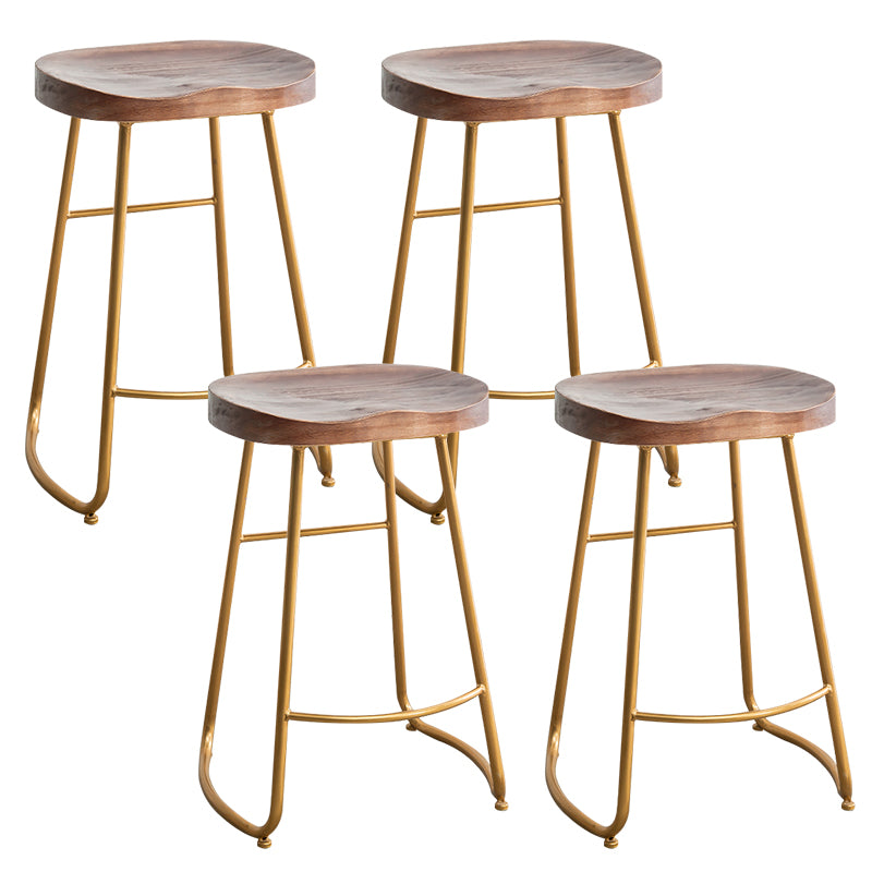 Modern Solid Wood Dining Stool Footrest Indoor Contoured Seat Counter-height Stool