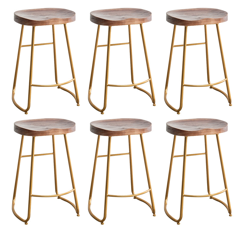 Modern Solid Wood Dining Stool Footrest Indoor Contoured Seat Counter-height Stool