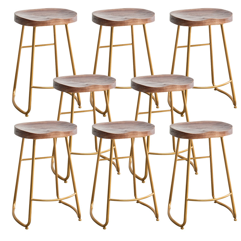 Modern Solid Wood Dining Stool Footrest Indoor Contoured Seat Counter-height Stool