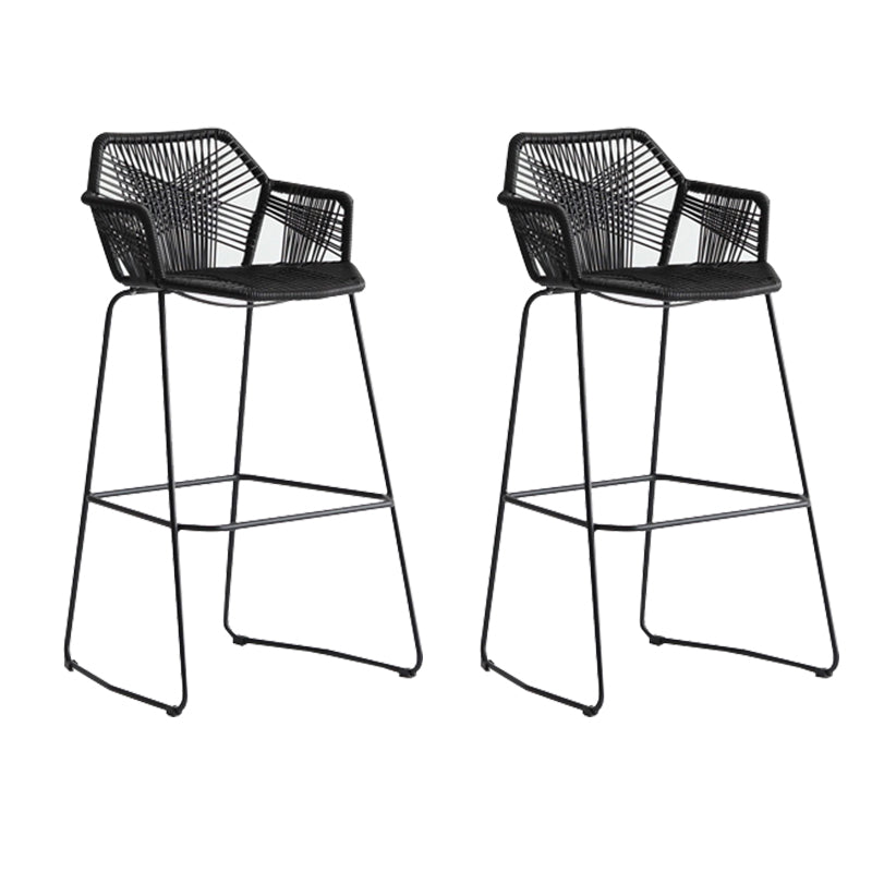 Contemporary Plastic Barstool Armed Stool with Steel Black Frame
