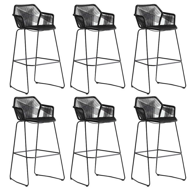 Contemporary Plastic Barstool Armed Stool with Steel Black Frame