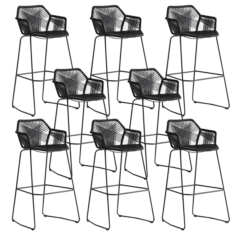 Contemporary Plastic Barstool Armed Stool with Steel Black Frame