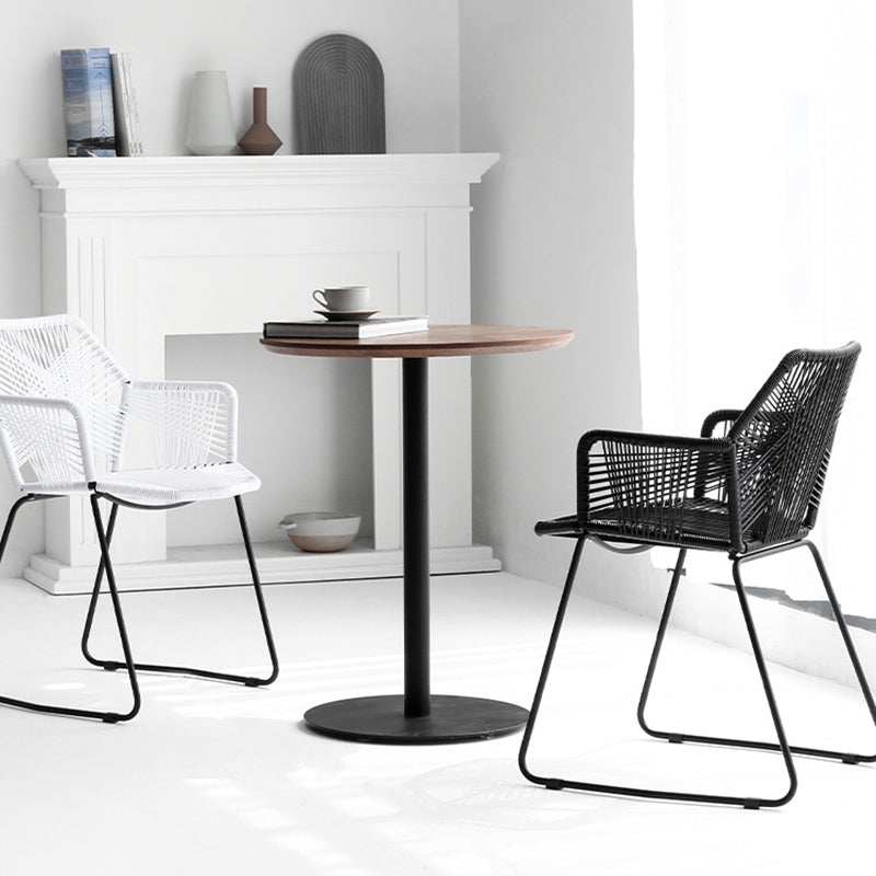 Contemporary Plastic Barstool Armed Stool with Steel Black Frame