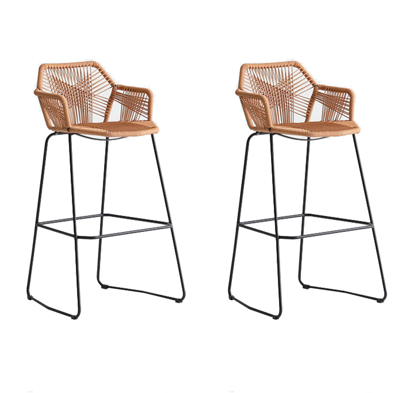 Contemporary Plastic Barstool Armed Stool with Steel Black Frame