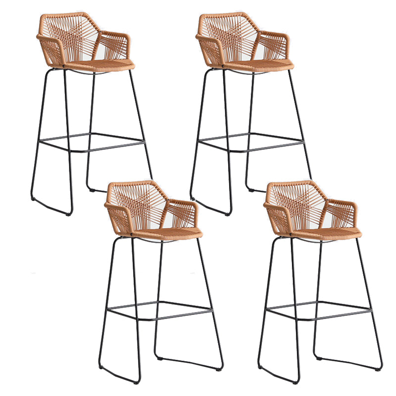 Contemporary Plastic Barstool Armed Stool with Steel Black Frame