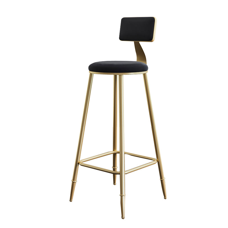 Nordic Backrest Armless Counter Stool Iron Cashier Bar Stool with Velvet Cushion