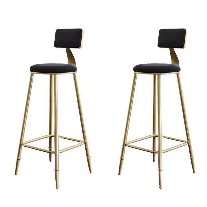 Nordic Backrest Armless Counter Stool Iron Cashier Bar Stool with Velvet Cushion