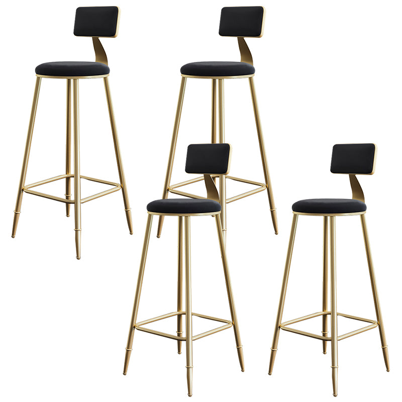 Nordic Backrest Armless Counter Stool Iron Cashier Bar Stool with Velvet Cushion
