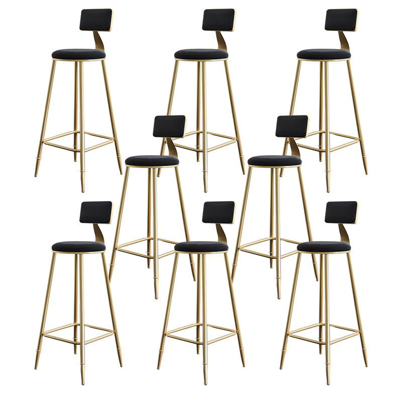Nordic Backrest Armless Counter Stool Iron Cashier Bar Stool with Velvet Cushion