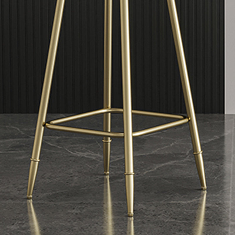 Nordic Backrest Armless Counter Stool Iron Cashier Bar Stool with Velvet Cushion