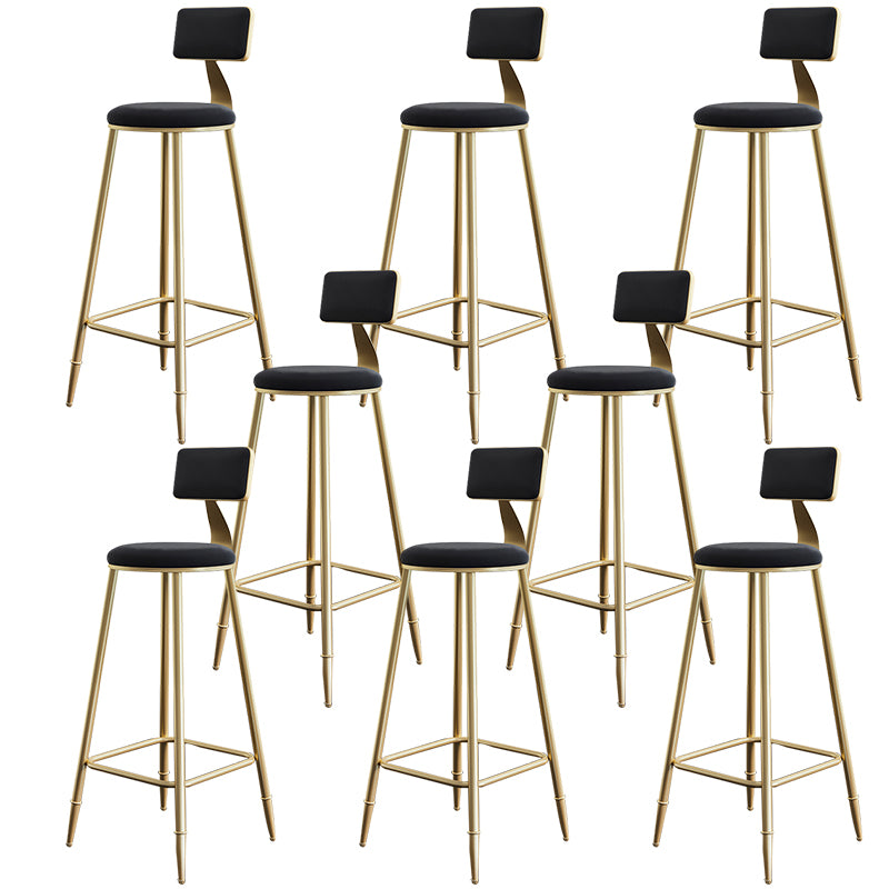 Nordic Backrest Armless Counter Stool Iron Cashier Bar Stool with Velvet Cushion