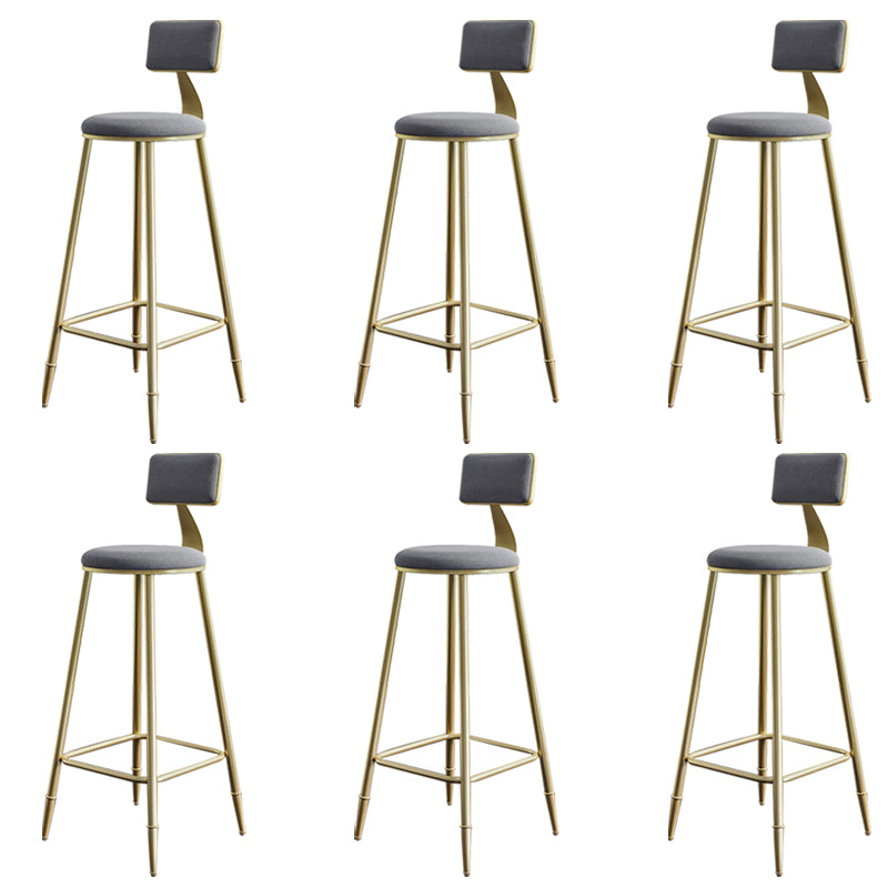 Nordic Backrest Armless Counter Stool Iron Cashier Bar Stool with Velvet Cushion