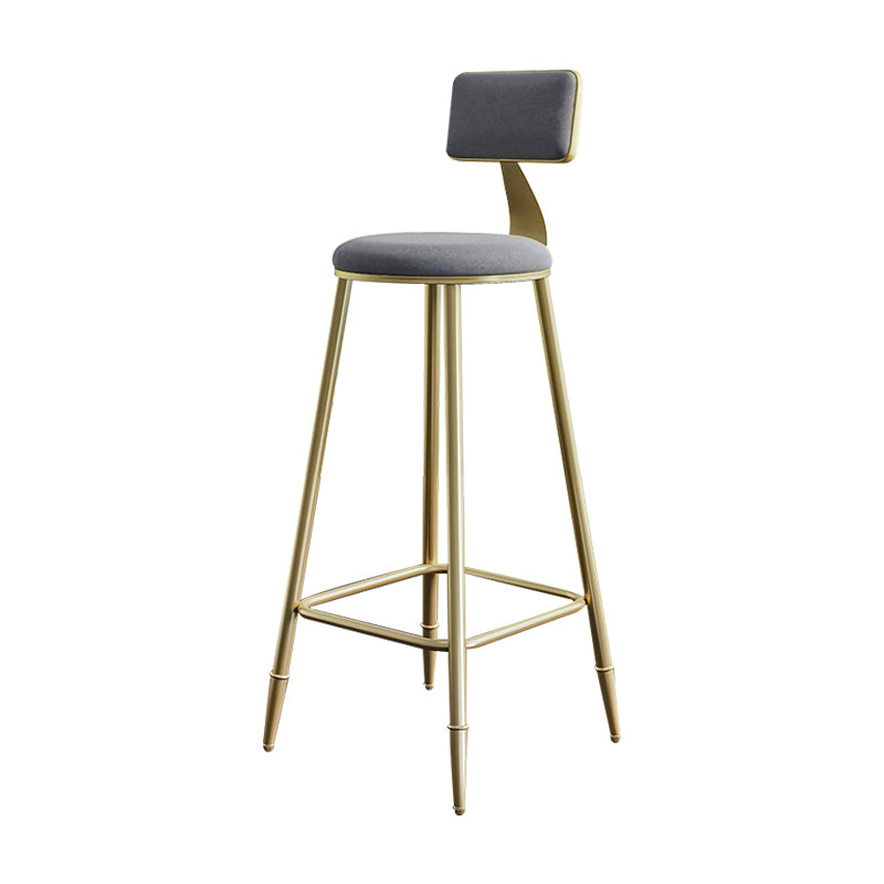 Nordic Backrest Armless Counter Stool Iron Cashier Bar Stool with Velvet Cushion