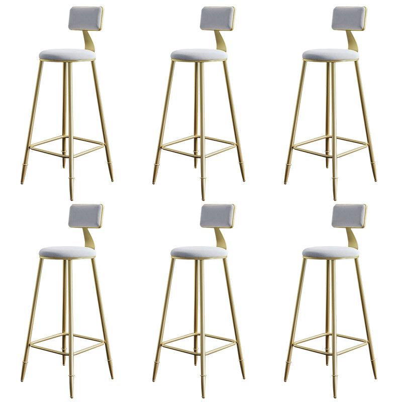 Nordic Backrest Armless Counter Stool Iron Cashier Bar Stool with Velvet Cushion