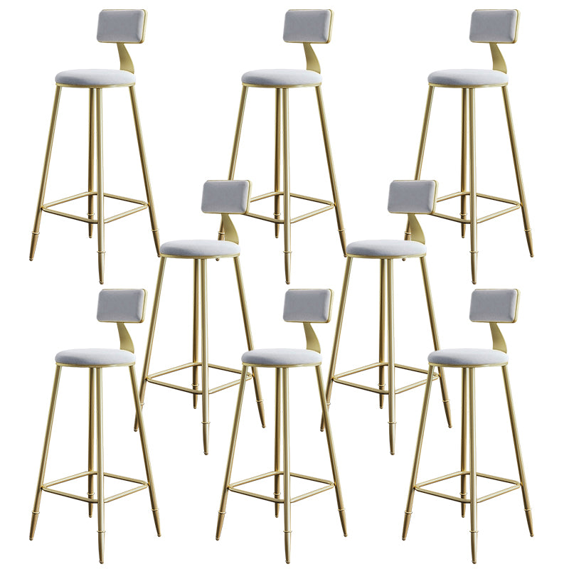 Nordic Backrest Armless Counter Stool Iron Cashier Bar Stool with Velvet Cushion