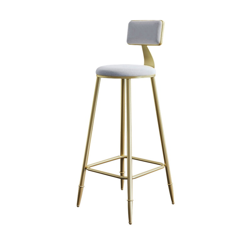 Nordic Backrest Armless Counter Stool Iron Cashier Bar Stool with Velvet Cushion