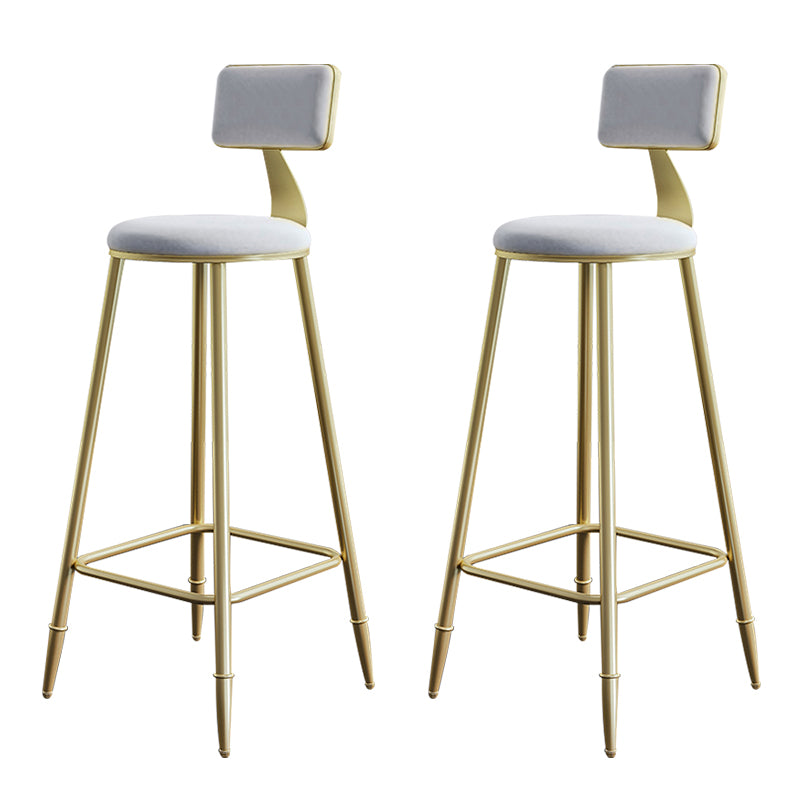 Nordic Backrest Armless Counter Stool Iron Cashier Bar Stool with Velvet Cushion