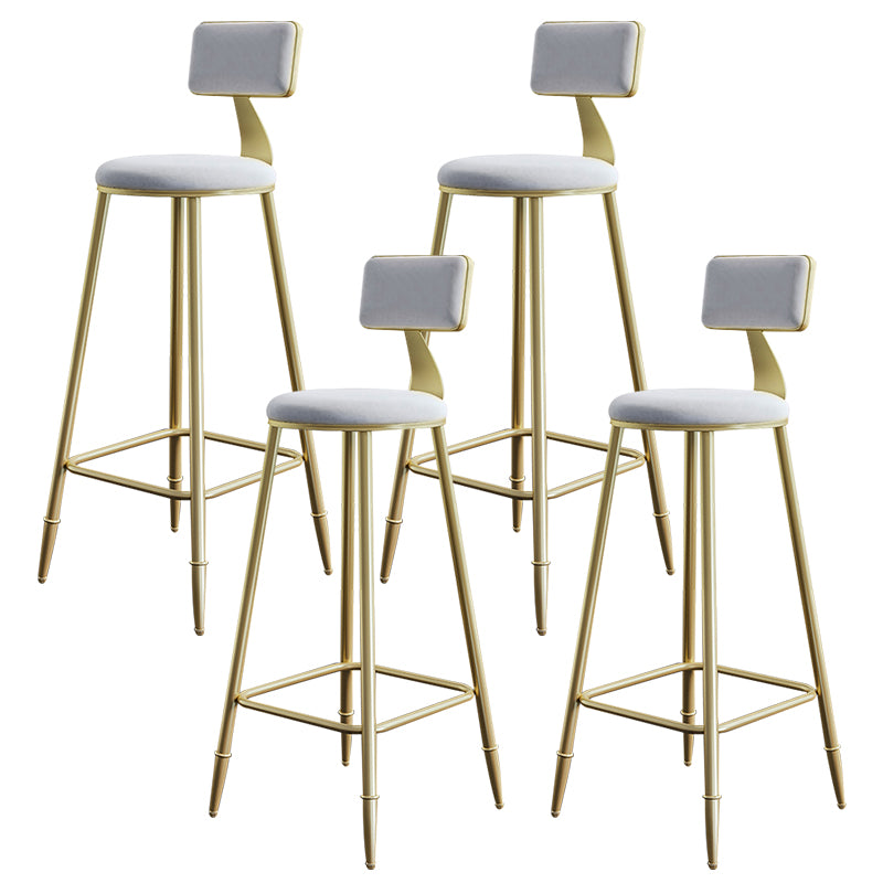 Nordic Backrest Armless Counter Stool Iron Cashier Bar Stool with Velvet Cushion