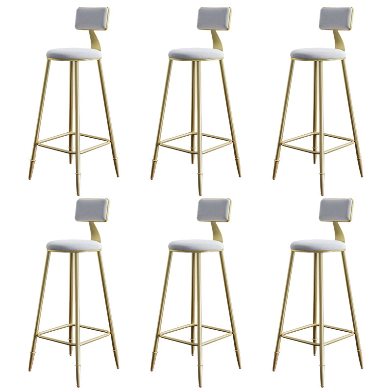 Nordic Backrest Armless Counter Stool Iron Cashier Bar Stool with Velvet Cushion