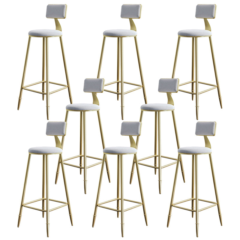 Nordic Backrest Armless Counter Stool Iron Cashier Bar Stool with Velvet Cushion