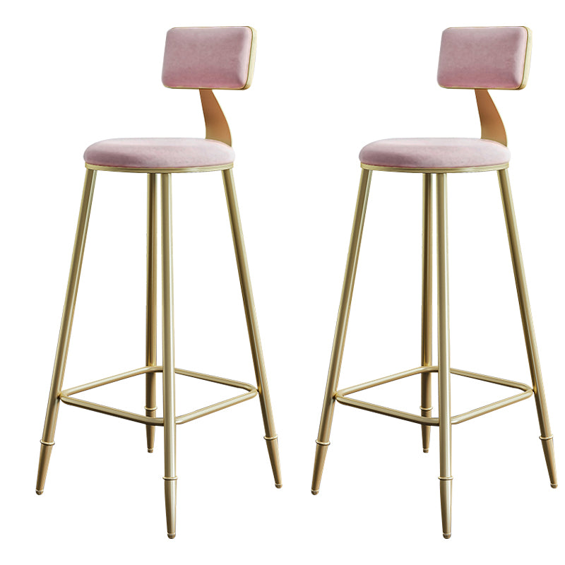 Nordic Backrest Armless Counter Stool Iron Cashier Bar Stool with Velvet Cushion