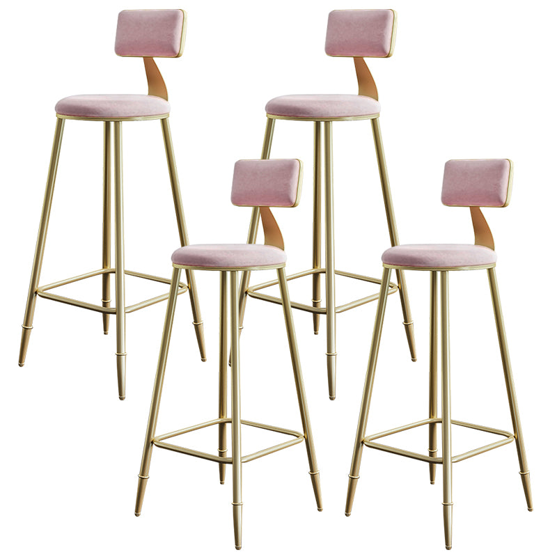 Nordic Backrest Armless Counter Stool Iron Cashier Bar Stool with Velvet Cushion