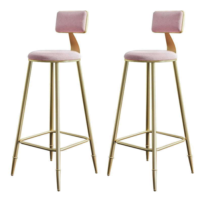 Nordic Backrest Armless Counter Stool Iron Cashier Bar Stool with Velvet Cushion