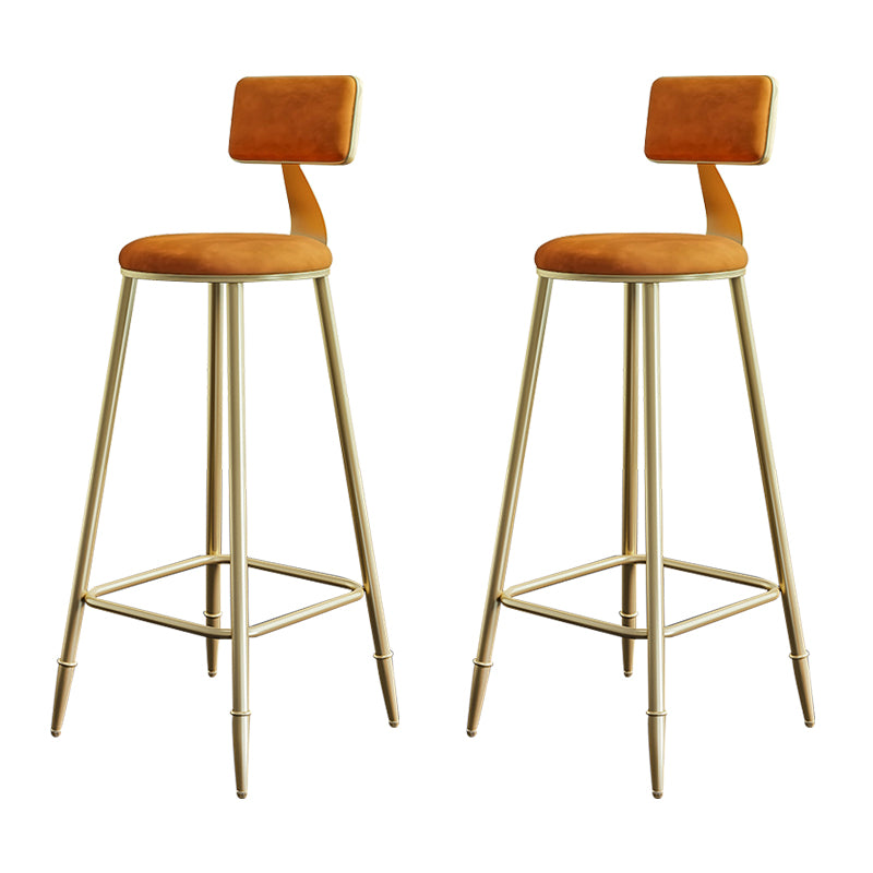 Nordic Backrest Armless Counter Stool Iron Cashier Bar Stool with Velvet Cushion